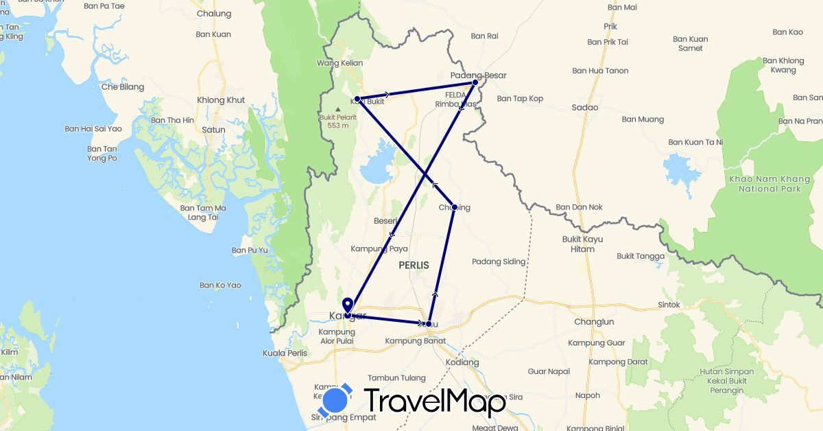 TravelMap itinerary: driving in Malaysia (Asia)